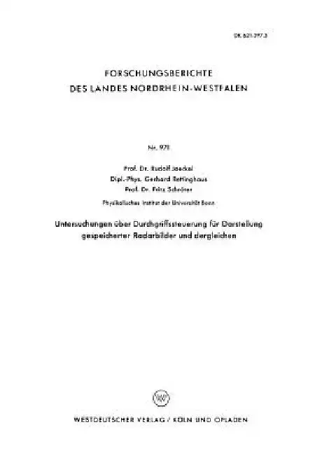Cover of Untersuchungen Über Durchgriffssteuerung Für Darstellung Gespeicherter Radarbilder Und Dergleichen