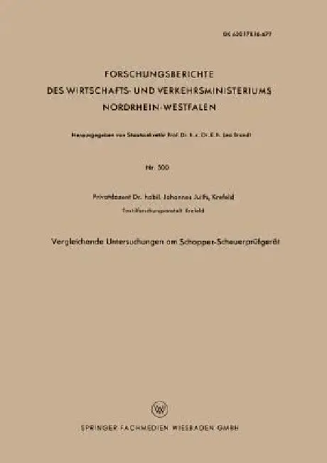 Cover of Vergleichende Untersuchungen Am Schopper-Scheuerprüfgerät