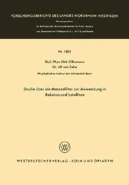 Cover of Studie Über Ein Massenfilter Zur Anwendung in Raketen Und Satelliten
