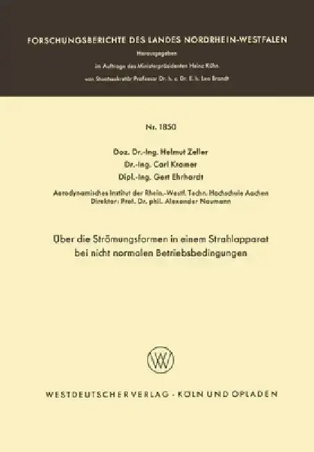 Cover of Über die Strömungsformen in einem Strahlapparat bei nicht normalen Betriebsbedingungen