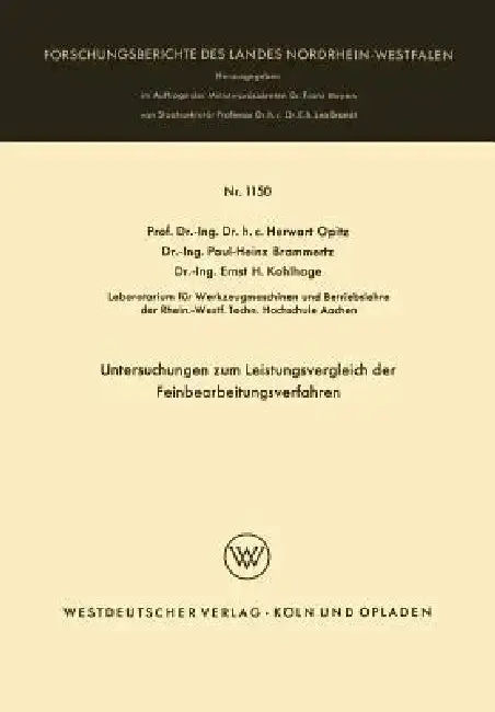 Cover of Untersuchungen Zum Leistungsvergleich Der Feinbearbeitungsverfahren