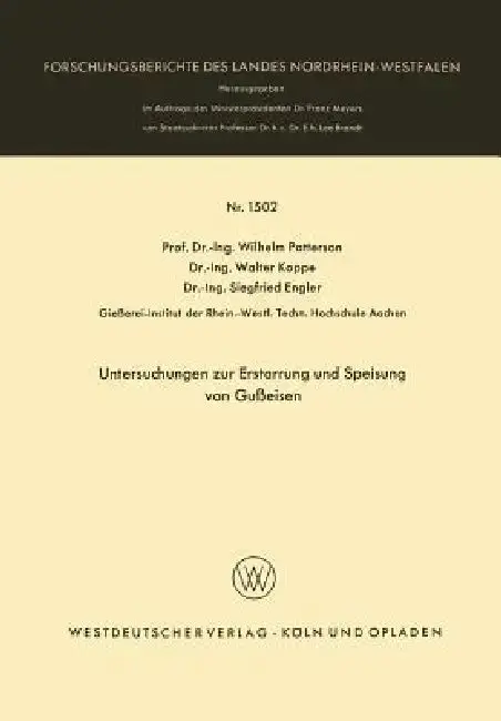 Cover of Untersuchungen Zur Erstarrung Und Speisung Von Gußeisen