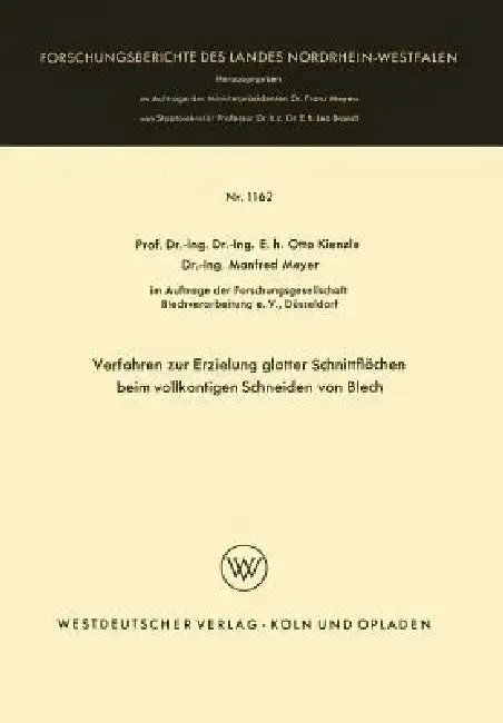 Cover of Verfahren Zur Erzielung Glatter Schnittflächen Beim Vollkantigen Schneiden Von Blech