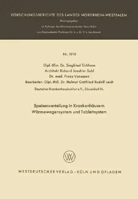 Cover of Speisenverteilung in Krankenhäusern Wärmewagensystem und Tablettsystem