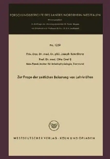 Cover of Zur Frage Der Zeitlichen Belastung Von Lehrkräften