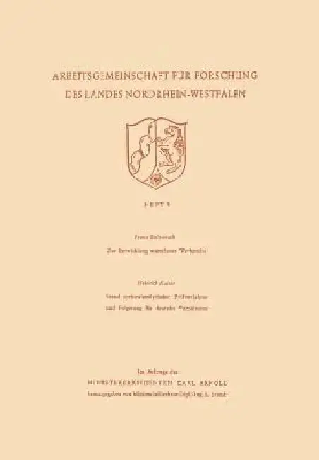 Cover of Zur Entwicklung Warmfester Werkstoffe. Stand Spektralanalytischer Prüfverfahren Und Folgerung Für Deutsche Verhältnisse