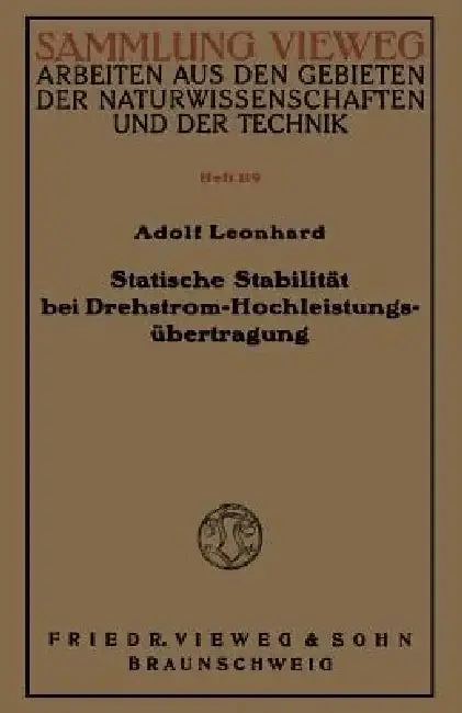 Cover of Statische Stabilität Bei Drehstrom-Hochleistungsübertragung