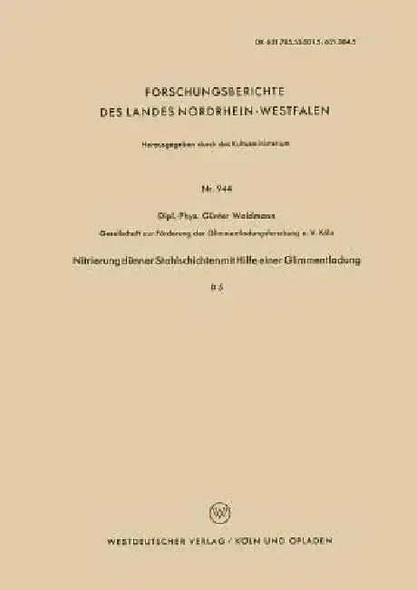 Cover of Nitrierung Dünner Stahlschichten Mit Hilfe Einer Glimmentladung