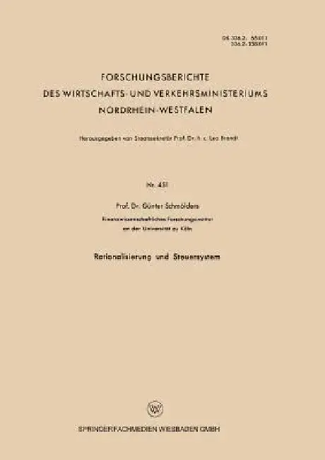 Cover of Rationalisierung Und Steuersystem