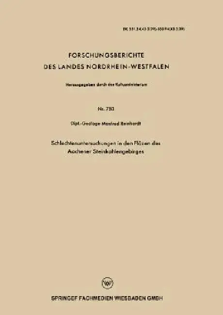 Cover of Schlechtenuntersuchungen in Den Flözen Des Aachener Steinkohlengebirges