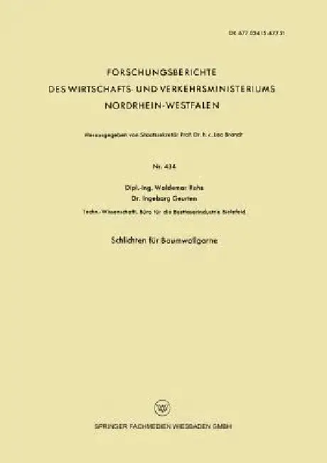 Cover of Schlichten Für Baumwollgarne