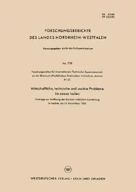 Cover of Wirtschaftliche, Technische Und Soziale Probleme Im Neuen Indien