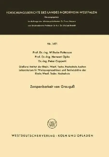 Cover of Zerspanbarkeit Von Grauguß