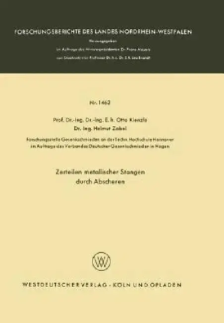 Cover of Zerteilen Metallischer Stangen Durch Abscheren