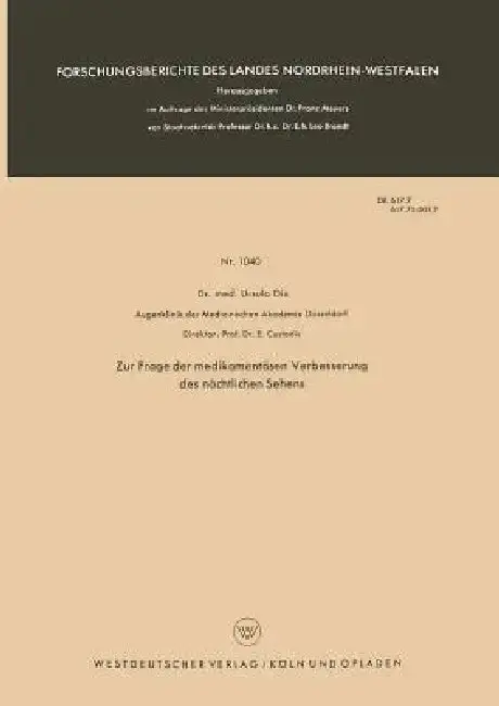 Cover of Zur Frage Der Medikamentösen Verbesserung Des Nächtlichen Sehens