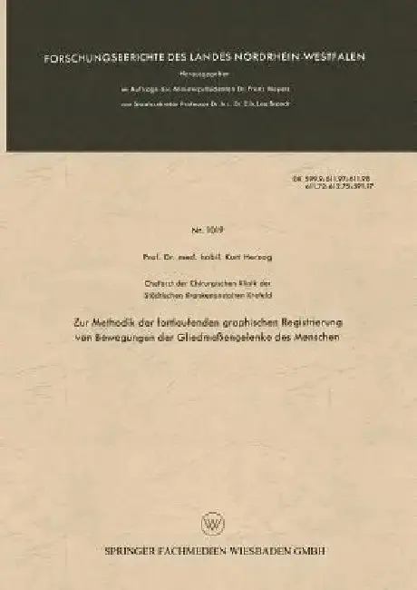 Cover of Zur Methodik Der Fortlaufenden Graphischen Registrierung Von Bewegungen Der Gliedmaßengelenke Des Menschen