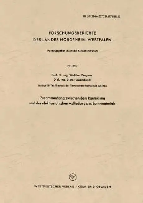 Cover of Zusammenhang Zwischen Dem Raumklima Und Der Elektrostatischen Aufladung Des Spinnmaterials