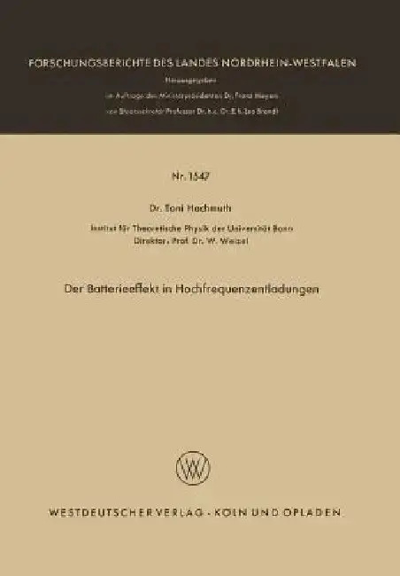 Cover of Der Batterieeffekt in Hochfrequenzentladungen