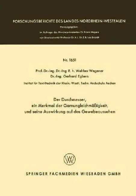 Cover of Der Durchmesser, Ein Merkmal Der Garnungleichmäßigkeit, Und Seine Auswirkung Auf Das Gewebeaussehen
