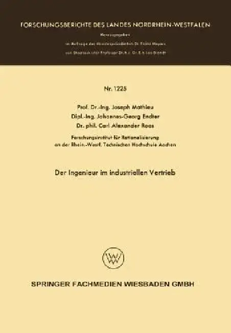 Cover of Der Ingenieur Im Industriellen Vertrieb