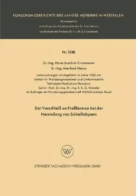 Cover of Der Verschleiß an Preßformen Bei Der Herstellung Von Schleifkörpern