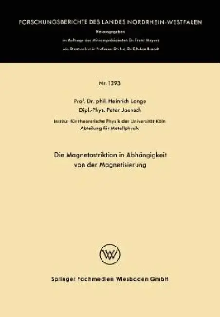 Cover of Die Magnetostriktion in Abhängigkeit Von Der Magnetisierung