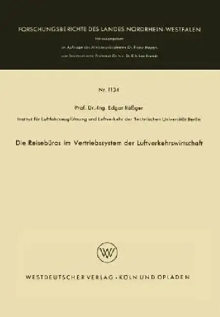 Cover of Die Reisebüros Im Vertriebssystem Der Luftverkehrswirtschaft