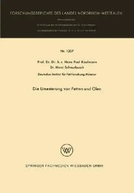 Cover of Die Umesterung Von Fetten Und Ölen