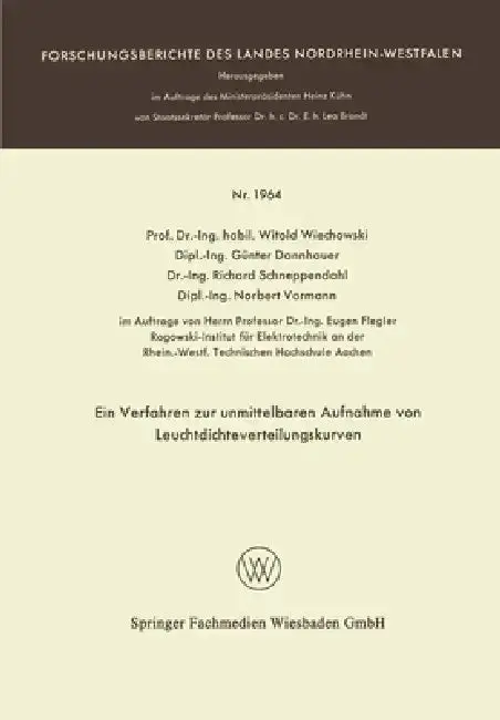 Cover of Ein Verfahren zur unmittelbaren Aufnahme von Leuchtdichteverteilungskurven