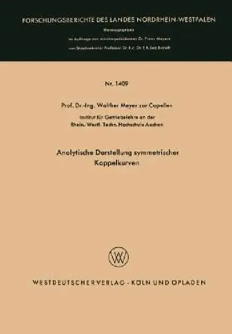 Cover of Analytische Darstellung Symmetrischer Koppelkurven