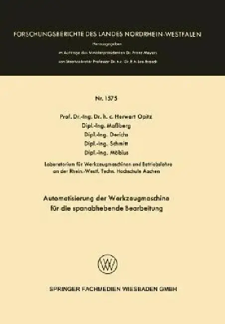 Cover of Automatisierung Der Werkzeugmaschine Für Die Spanabhebende Bearbeitung
