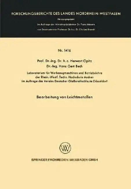 Cover of Bearbeitung Von Leichtmetallen