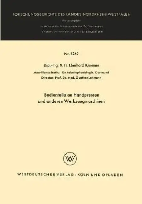 Cover of Bedienteile an Handpressen Und Anderen Werkzeugmaschinen