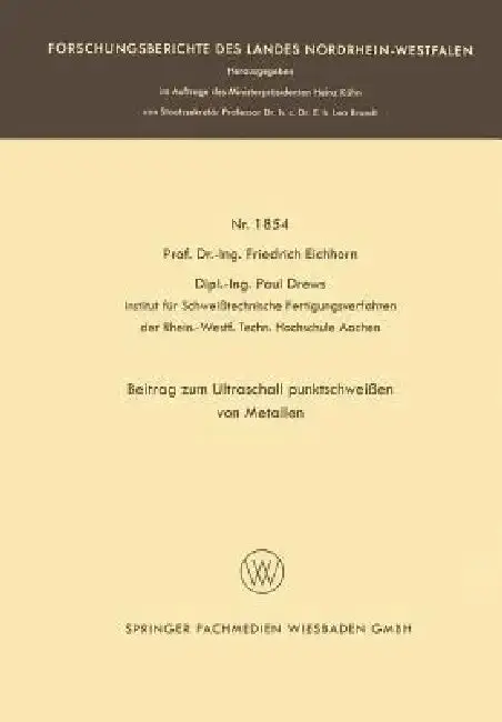 Cover of Beitrag Zum Ultraschallpunktschweißen Von Metallen