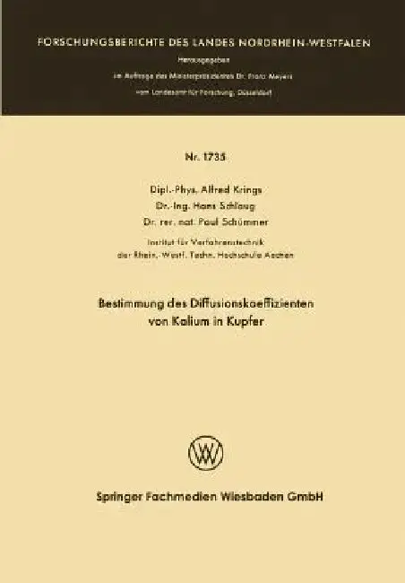 Cover of Bestimmung Des Diffusionskoeffizienten Von Kalium in Kupfer