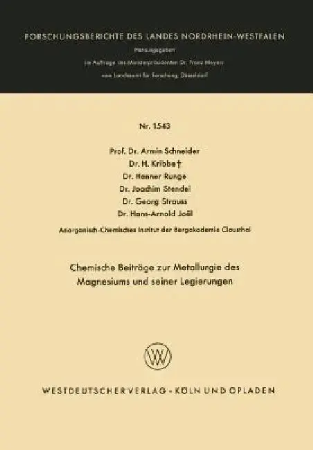 Cover of Chemische Beiträge Zur Metallurgie Des Magnesiums Und Seiner Legierungen