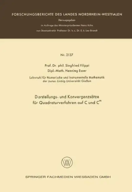 Cover of Darstellungs- Und Konvergenzsätze Für Quadraturverfahren Auf C Und CM