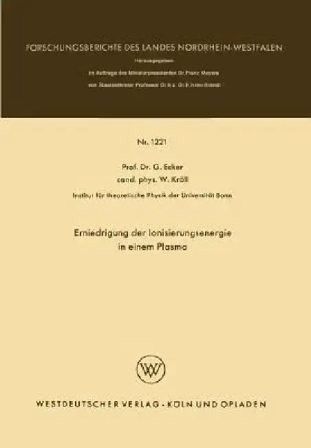 Cover of Erniedrigung Der Ionisierungsenergie in Einem Plasma