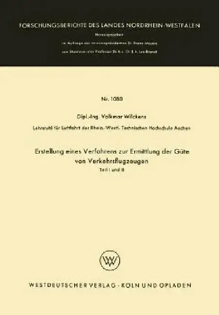 Cover of Erstellung Eines Verfahrens Zur Ermittlung Der Güte Von Verkehrsflugzeugen