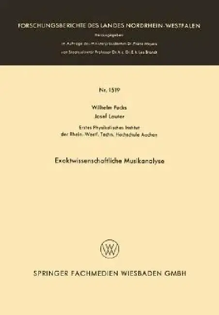 Cover of Exaktwissenschaftliche Musikanalyse
