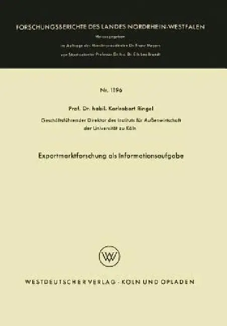 Cover of Exportmarktforschung ALS Informationsaufgabe