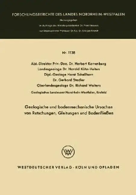Cover of Geologische Und Bodenmechanische Ursachen Von Rutschungen, Gleitungen Und Bodenfließen