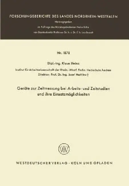 Cover of Geräte Zur Zeitmessung Bei Arbeits- Und Zeitstudien Und Ihre Einsatzmöglichkeiten