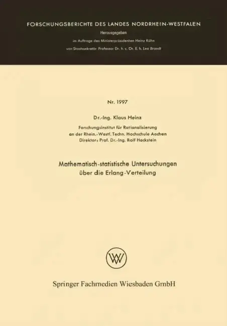 Cover of Mathematisch-Statistische Untersuchungen Über Die Erlang-Verteilung