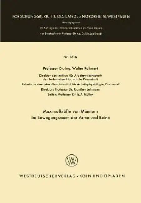 Cover of Maximalkräfte Von Männern Im Bewegungsraum Der Arme Und Beine
