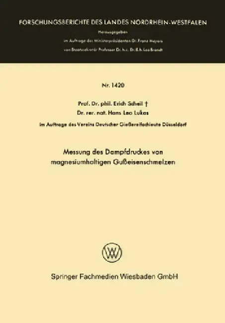 Cover of Messung des Dampfdruckes von magnesiumhaltigen Gußeisenschmelzen