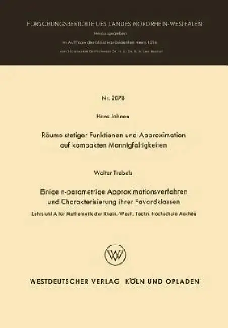Cover of Räume Stetiger Funktionen Und Approximation Auf Kompakten Mannigfaltigkeiten