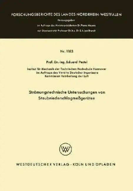 Cover of Strömungstechnische Untersuchungen Von Staubniederschlagsmeßgeräten