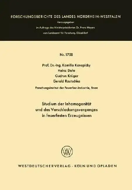Cover of Studium Der Inhomogenität Und Des Verschlackungsvorganges in Feuerfesten Erzeugnissen