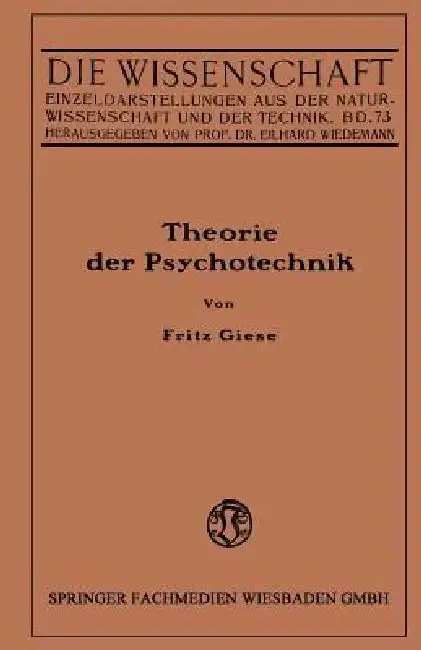 Cover of Theorie Der Psychotechnik